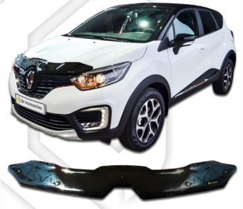 2 499 р. Дефлектор капота CA-Plastiс  Renault Kaptur (2016-2024) дорестайлинг, рестайлинг (Classic черный, Без надписи)  с доставкой в г. Нижний Новгород. Увеличить фотографию 1