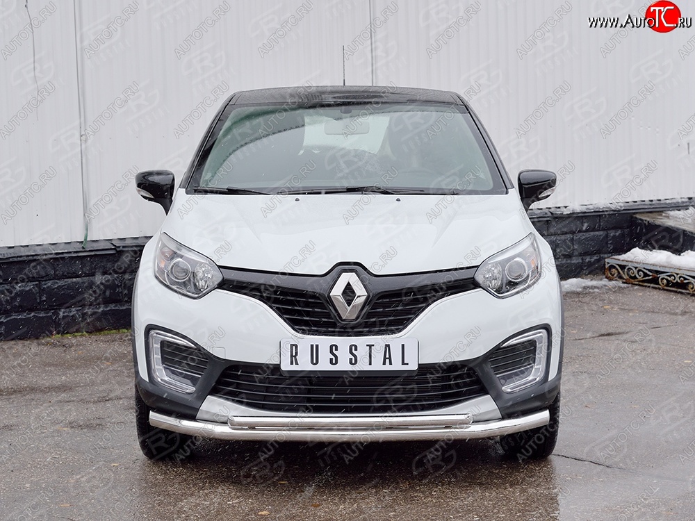 22 749 р. Защита переднего бампера (2 трубыØ63 и 42 мм, нержавейка) SLITKOFF  Renault Kaptur (2016-2020) дорестайлинг  с доставкой в г. Нижний Новгород