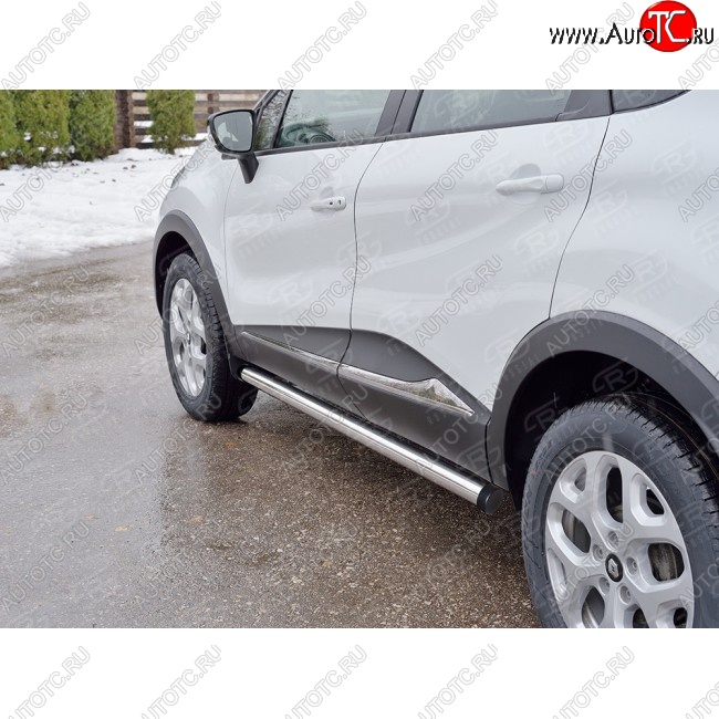 16 549 р. Защита порогов из круглой трубы диаметром 63 мм SLITKOFF v2  Renault Kaptur (2016-2024) дорестайлинг, рестайлинг  с доставкой в г. Нижний Новгород