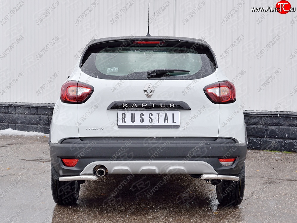 10 949 р. Защита заднего бампера (Ø42 мм уголки, нержавейка) Russtal Renault Kaptur дорестайлинг (2016-2020)  с доставкой в г. Нижний Новгород