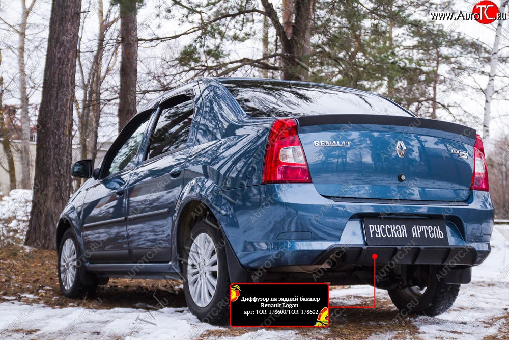 2 199 р. Диффузор на задний бампер RA  Renault Logan  1 (2010-2016) рестайлинг (Поверхность глянец (под окраску))  с доставкой в г. Нижний Новгород