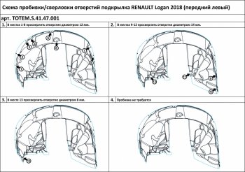 3 299 р. Левый подкрылок передний TOTEM (с шумоизоляцией)  Renault Logan  2 (2018-2025) рестайлинг  с доставкой в г. Нижний Новгород. Увеличить фотографию 2