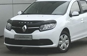 2 299 р. Дефлектор капота CA-Plastic Renault Logan 2 дорестайлинг (2014-2018) (Classic черный, Без надписи)  с доставкой в г. Нижний Новгород. Увеличить фотографию 2