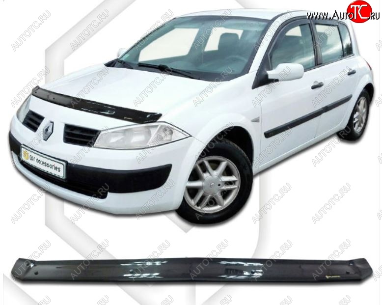 1 999 р. Дефлектор капота CA-Plastiс  Renault Megane  хэтчбэк 5 дв. (2002-2006)  дорестайлинг (Classic черный, Без надписи)  с доставкой в г. Нижний Новгород