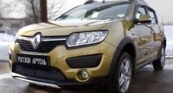 2 079 р. Защитная сетка решетки переднего бампера РА Renault Sandero Stepway (B8) дорестайлинг (2014-2018)  с доставкой в г. Нижний Новгород. Увеличить фотографию 2