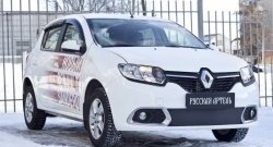 1 129 р. Зимняя заглушка решетки переднего бампера РА Renault Sandero (B8) дорестайлинг (2014-2018)  с доставкой в г. Нижний Новгород. Увеличить фотографию 3