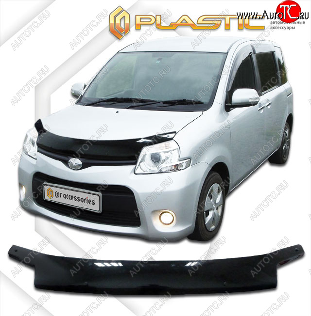 2 059 р. Дефлектор капота CA-Plastic  Toyota Sienta Dice (2011-2015) хэтчбек 5 дв. (серия Classic черный, без хром. молдинга)  с доставкой в г. Нижний Новгород