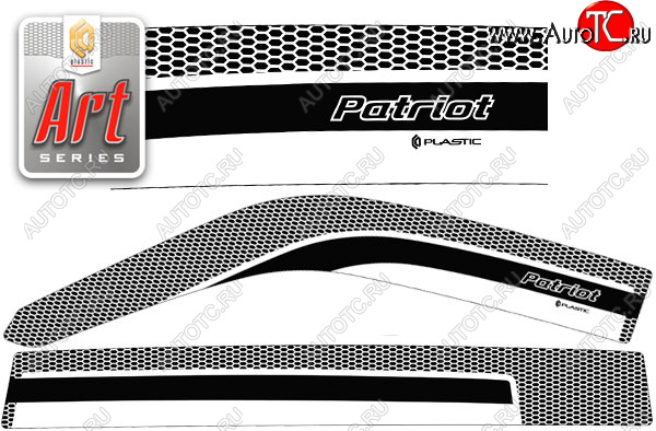 2 299 р. Ветровики дверей CA-Plastic  Уаз Патриот  3163 5 дв. (2005-2013) дорестайлинг (Серия Art черная, без хром. молдинга)  с доставкой в г. Нижний Новгород