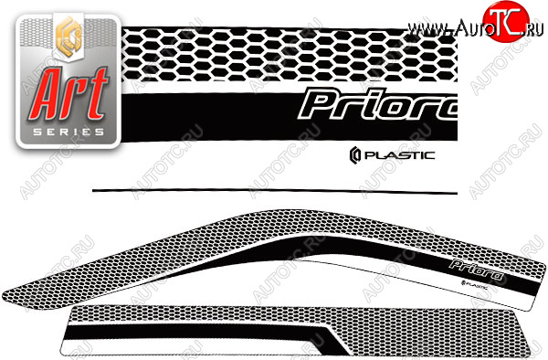 2 159 р. Ветровики дверей CA-Plsastic  Лада Приора  2171 (2013-2015) универсал рестайлинг (Серия Art черная, без хром. молдинга)  с доставкой в г. Нижний Новгород