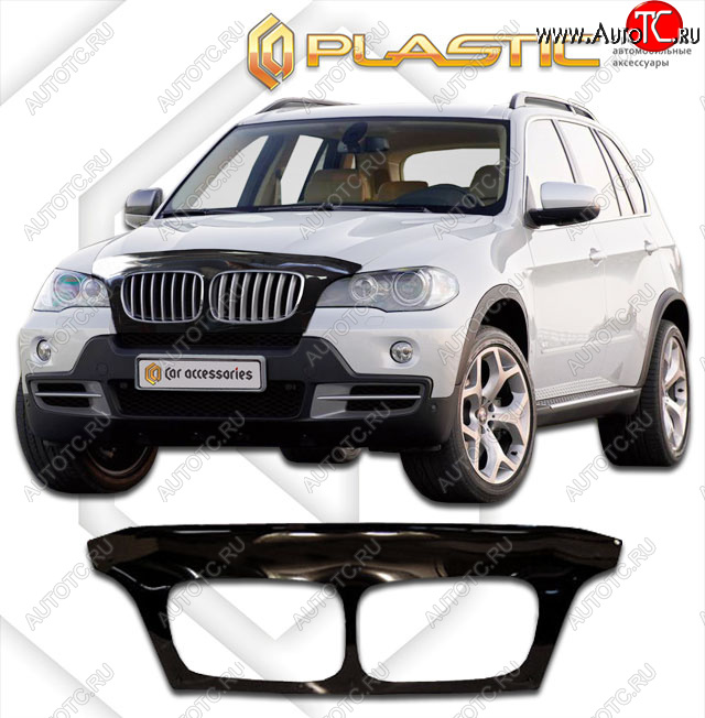 2 569 р. Дефлектор капота (exclusive) CA-Plastic BMW X5 E70 дорестайлинг (2006-2010) (Classic чёрный, Без надписи)  с доставкой в г. Нижний Новгород