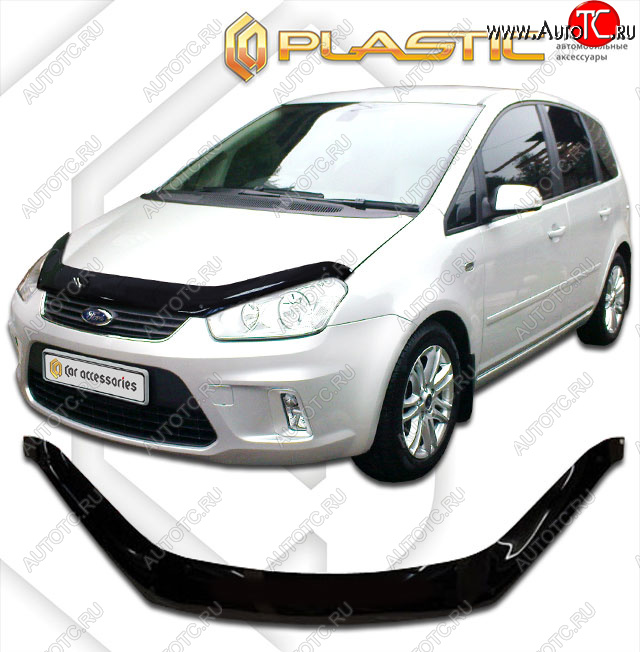 2 299 р. Дефлектор капота (exclusive) CA-Plastic  Ford C-max  Mk1 (2007-2010) рестайлинг (Classic чёрный, Без надписи)  с доставкой в г. Нижний Новгород