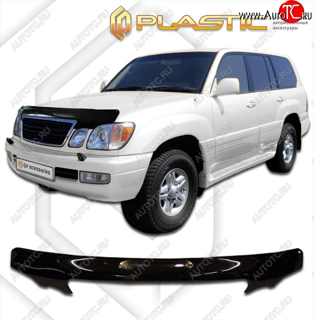 2 489 р. Дефлектор капота (exclusive) CA-Plastic  Toyota Land Cruiser Cygnus  j100 (1998-2003) дорестайлинг (Classic чёрный, Без надписи)  с доставкой в г. Нижний Новгород