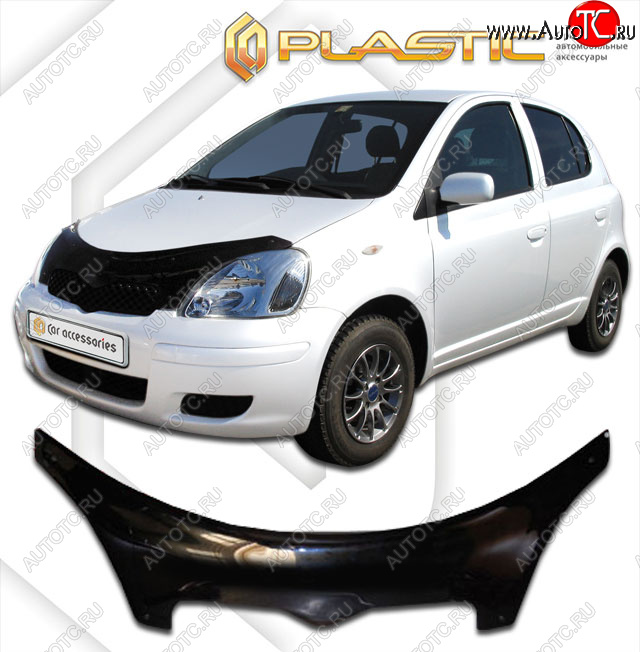 2 599 р. Дефлектор капота (exclusive) CA-Plastic  Toyota Yaris  XP10 (1999-2005) хэтчбэк 5 дв. (Classic чёрный, Без надписи)  с доставкой в г. Нижний Новгород