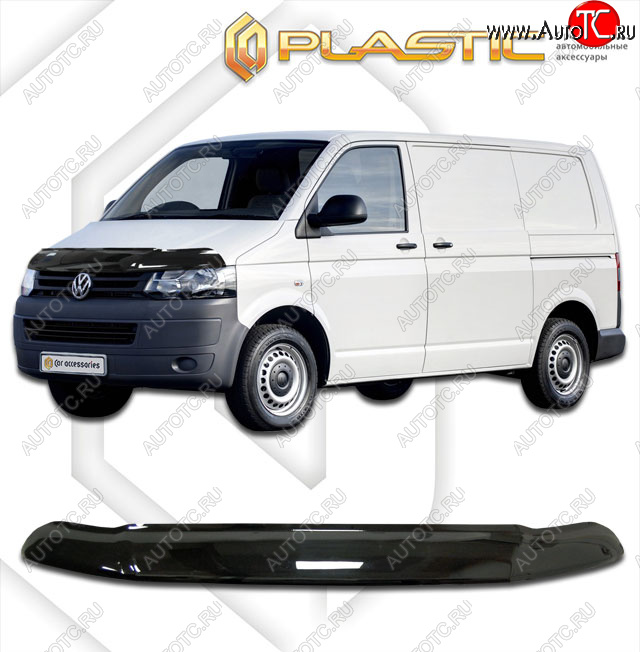 2 699 р. Дефлектор капота (exclusive) CA-Plastic  Volkswagen Multivan  T5 (2009-2015) рестайлинг (Classic чёрный, Без надписи)  с доставкой в г. Нижний Новгород