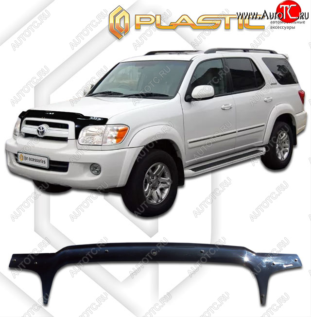 2 489 р. Дефлектор капота (exclusive) CA-Plastic  Toyota Sequoia (2004-2007) XK30, XK40 рестайлинг (Classic чёрный, Без надписи)  с доставкой в г. Нижний Новгород