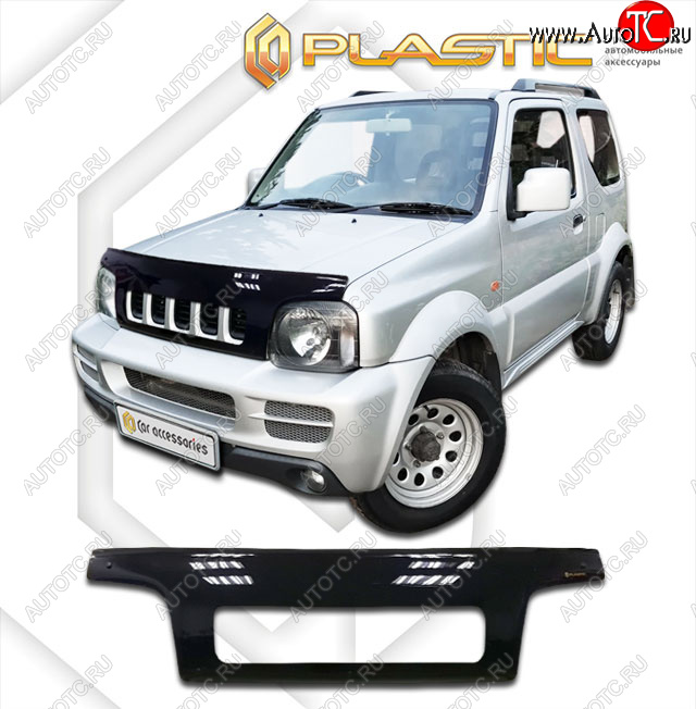 2 489 р. Дефлектор капота (exclusive) CA-Plastic  Suzuki Jimny  JB23/JB43 (1998-2012) дорестайлинг, 1-ый рестайлинг (Classic чёрный, Без надписи)  с доставкой в г. Нижний Новгород