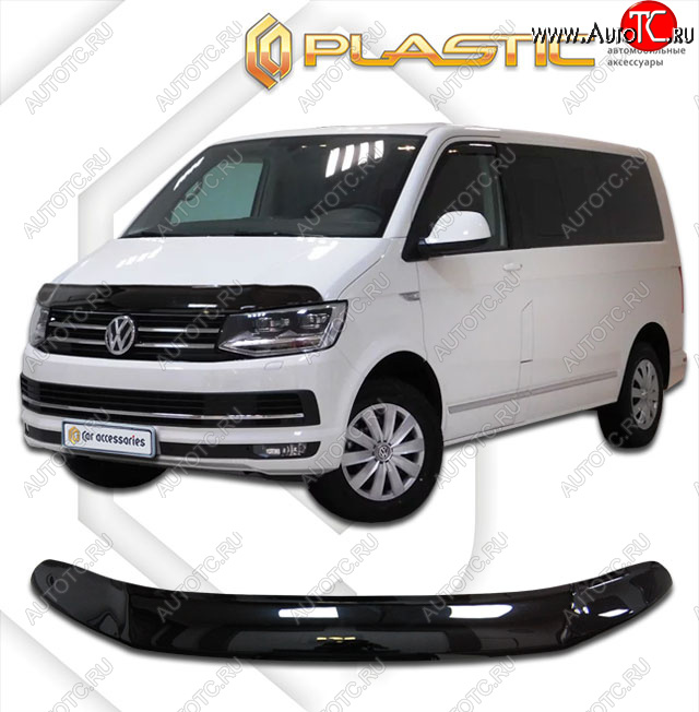 2 799 р. Дефлектор капота (exclusive) CA-Plastic  Volkswagen Caravelle  T6 (2015-2019) дорестайлинг (Classic чёрный, Без надписи)  с доставкой в г. Нижний Новгород