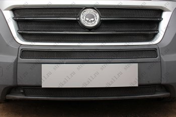 6 349 р. Защитная сетка в бампер (ячейка 3х7 мм, 5 частей) Alfeco Стандарт  Fiat Ducato  290 (2014-2024) (Чёрная)  с доставкой в г. Нижний Новгород. Увеличить фотографию 2