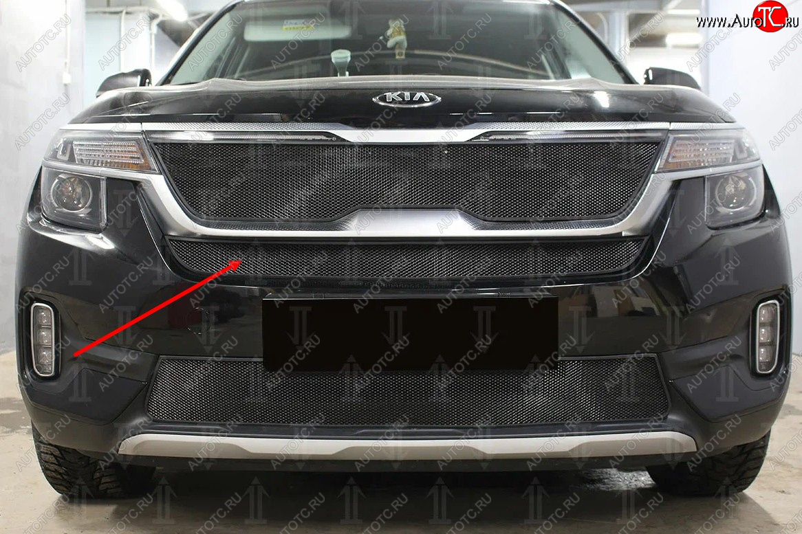 2 579 р.           Защита радиатора KIA Seltos 2019- black середина  KIA Seltos (2019-2024) (черная)  с доставкой в г. Нижний Новгород