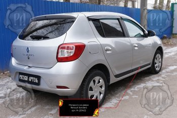 3 599 р. Комплект молдингов на двери (4 шт, узкие) Русская Артель Renault Sandero (B8) дорестайлинг (2014-2018) (Поверхность глянец, Неокрашенные)  с доставкой в г. Нижний Новгород. Увеличить фотографию 2