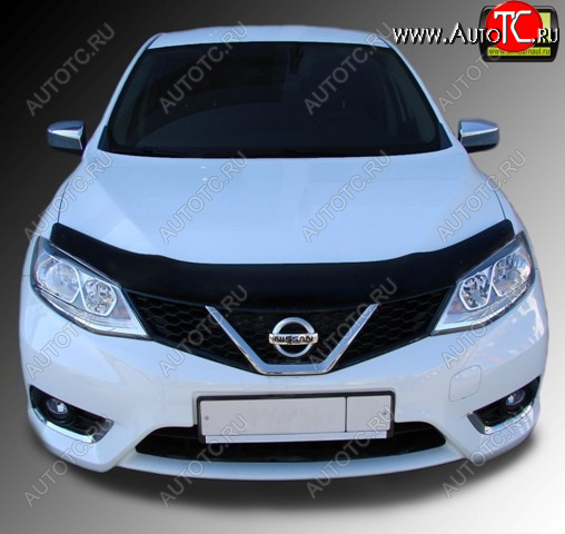 1 329 р. Дефлектор капота SIM Nissan Tiida 2 хэтчбек C13 дорестайлинг (2015-2016)  с доставкой в г. Нижний Новгород