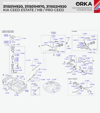 14 999 р. Топливный бак (сталь, антикоррозия, 53 л.) ORKA KIA Ceed 1 ED дорестайлинг, хэтчбэк 5 дв. (2006-2010)  с доставкой в г. Нижний Новгород. Увеличить фотографию 2