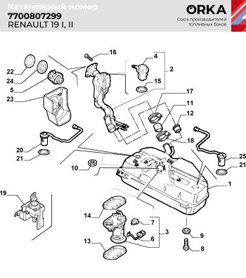 15 499 р. Топливный бак (сталь, антикоррозия) ORKA Renault 19 (1988-1996)  с доставкой в г. Нижний Новгород. Увеличить фотографию 2