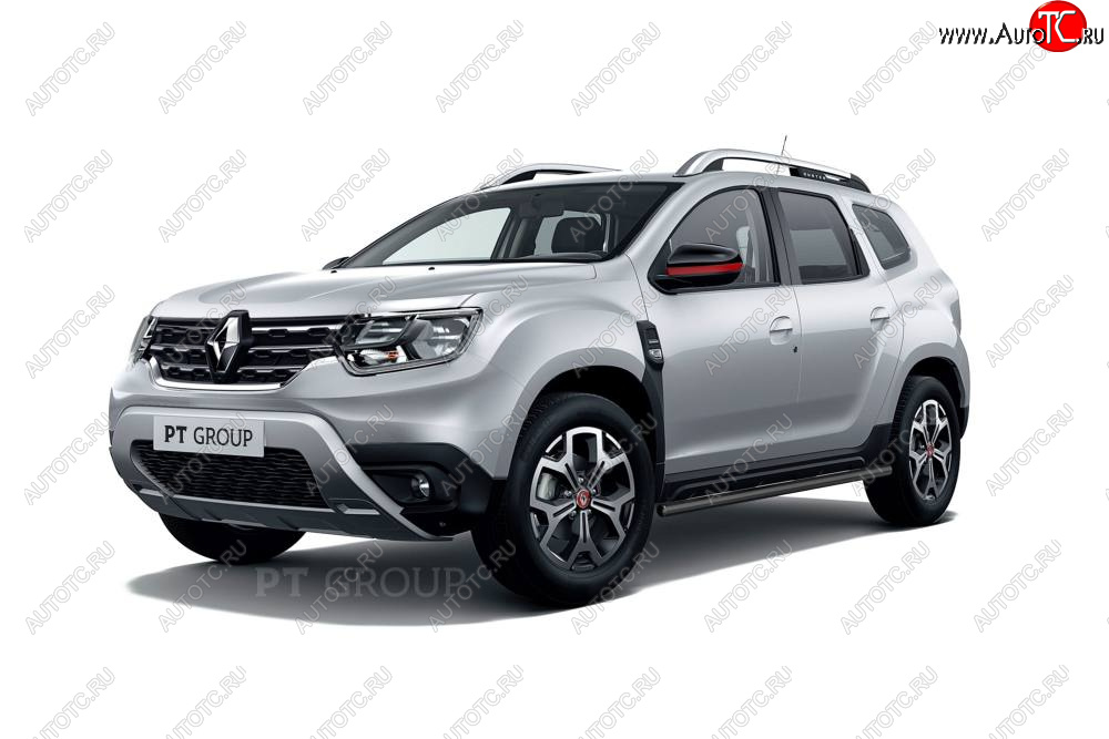 6 849 р. Защита порогов (прямая, Ø63 мм) Petroil Tuning Renault Duster HM (2020-2024) (окраска в черный (Шагрень))  с доставкой в г. Нижний Новгород