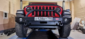 68 999 р. Бампер силовой передний РИФ  Jeep Wrangler  JL (2018-2025) (под доп. фары, с центральной защитной дугой)  с доставкой в г. Нижний Новгород. Увеличить фотографию 2