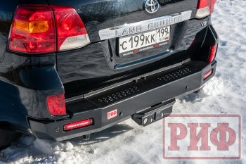 78 999 р. Бампер силовой задний РИФ Toyota Land Cruiser 200 1-ый рестайлинг (2012-2015) (с квадратом под фаркоп и фонарями)  с доставкой в г. Нижний Новгород. Увеличить фотографию 2