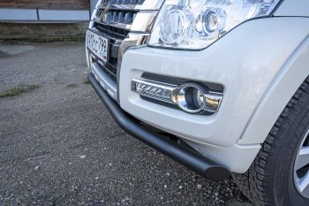 38 999 р. Бампер передний силовой РИФ Mitsubishi Pajero 4 V90 2-ой рестайлинг (2014-2020) (Под площадку для лебёдки RIFPJR-30000 с защитой радиатора)  с доставкой в г. Нижний Новгород. Увеличить фотографию 2