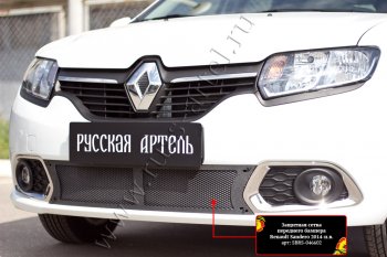 2 099 р. Защитная сетка решётки переднего бампера Русская Артель Renault Sandero (B8) дорестайлинг (2014-2018) (Поверхность текстурная)  с доставкой в г. Нижний Новгород. Увеличить фотографию 3