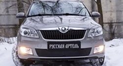 959 р. Зимняя заглушка решетки переднего бампера РА Skoda Fabia Mk2 хэтчбэк рестайлинг (2010-2014)  с доставкой в г. Нижний Новгород. Увеличить фотографию 2