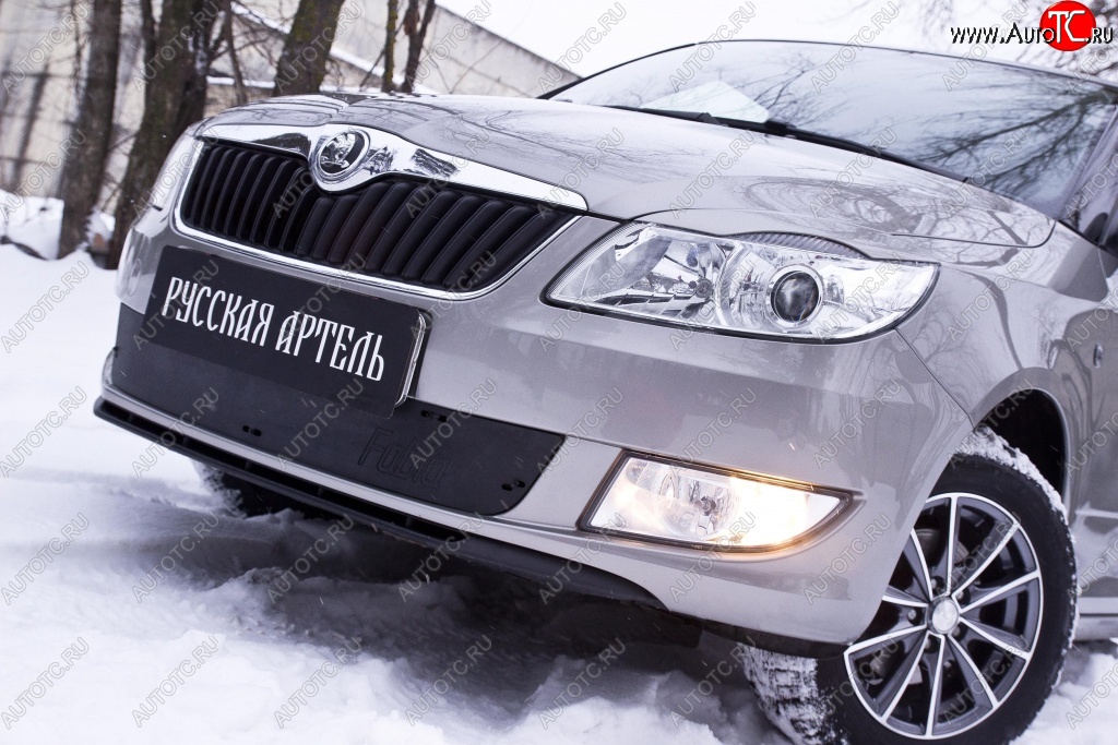 959 р. Зимняя заглушка решетки переднего бампера РА Skoda Fabia Mk2 хэтчбэк рестайлинг (2010-2014)  с доставкой в г. Нижний Новгород