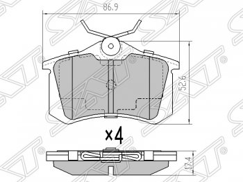 479 р. Колодки тормозные SAT (задние) Audi A3 8LA хэтчбэк 5 дв. дорестайлинг (1996-2000)  с доставкой в г. Нижний Новгород. Увеличить фотографию 1