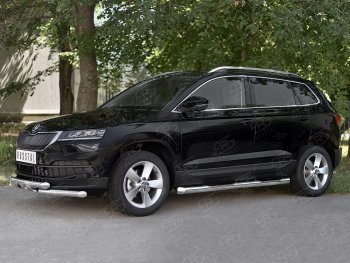 23 999 р. Защита переднего бампера (2 трубы Ø63 мм, нержавейка) SLITKOFF  Skoda Karoq  NU7 (2017-2021) дорестайлинг  с доставкой в г. Нижний Новгород. Увеличить фотографию 3