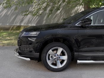 23 999 р. Защита переднего бампера (2 трубы Ø63 мм, нержавейка) SLITKOFF  Skoda Karoq  NU7 (2017-2021) дорестайлинг  с доставкой в г. Нижний Новгород. Увеличить фотографию 4