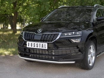 13 649 р. Защита переднего бампера (Ø42 мм, нержавейка) SLITKOFF  Skoda Karoq  NU7 (2017-2021) дорестайлинг  с доставкой в г. Нижний Новгород. Увеличить фотографию 2