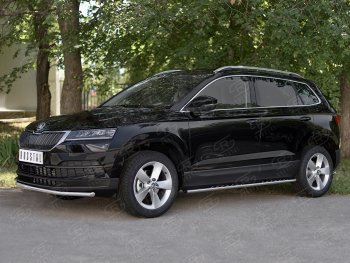 13 649 р. Защита переднего бампера (Ø42 мм, нержавейка) SLITKOFF  Skoda Karoq  NU7 (2017-2021) дорестайлинг  с доставкой в г. Нижний Новгород. Увеличить фотографию 3