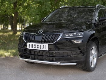 18 999 р. Защита переднего бампера (2 трубы Ø42 мм, нержавейка) SLITKOFF Skoda Karoq NU7 дорестайлинг (2017-2021)  с доставкой в г. Нижний Новгород. Увеличить фотографию 2