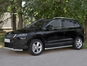 8 999 р. Защита переднего бампера (2 трубы Ø63 и 42 мм, нержавейка) Russtal  Skoda Karoq  NU7 (2017-2021) дорестайлинг  с доставкой в г. Нижний Новгород. Увеличить фотографию 3