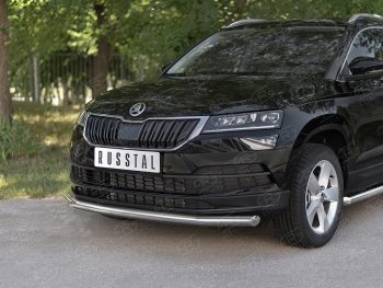 14 499 р. Защита переднего бампера (Ø63 мм, нержавейка) SLITKOFF Skoda Karoq NU7 дорестайлинг (2017-2021)  с доставкой в г. Нижний Новгород. Увеличить фотографию 2