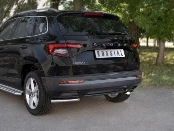 9 349 р. Защита заднего бампера (Ø42 мм уголки, нержавейка) SLITKOFF Skoda Karoq NU7 дорестайлинг (2017-2021)  с доставкой в г. Нижний Новгород. Увеличить фотографию 2