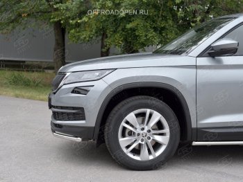 19 499 р. Защита переднего бампера (Ø42 мм, нержавейка) SLITKOFF  Skoda Kodiaq  NU7 (2017-2021) дорестайлинг  с доставкой в г. Нижний Новгород. Увеличить фотографию 2