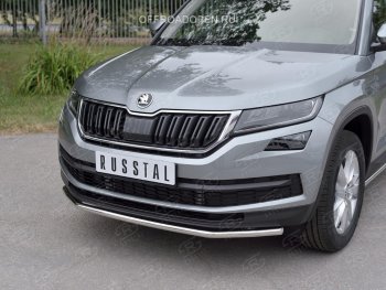 19 499 р. Защита переднего бампера (Ø42 мм, нержавейка) SLITKOFF  Skoda Kodiaq  NU7 (2017-2021) дорестайлинг  с доставкой в г. Нижний Новгород. Увеличить фотографию 3