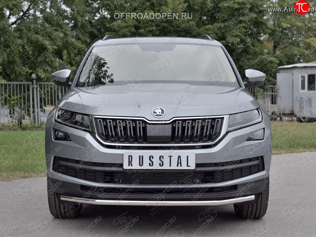 19 499 р. Защита переднего бампера (Ø42 мм, нержавейка) SLITKOFF  Skoda Kodiaq  NU7 (2017-2021) дорестайлинг  с доставкой в г. Нижний Новгород