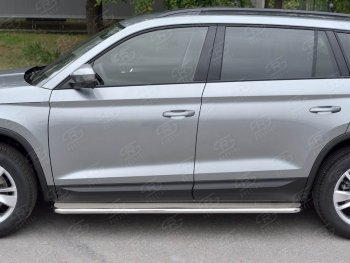 17 699 р. Широкая защита порогов из трубы диаметром 42 мм SLITKOFF v3 Skoda Kodiaq NU7 дорестайлинг (2017-2021)  с доставкой в г. Нижний Новгород. Увеличить фотографию 2