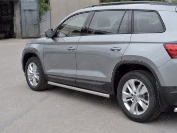 16 299 р. Защита порогов из круглой трубы диаметром 63 мм SLITKOFF v2 Skoda Kodiaq NU7 дорестайлинг (2017-2021)  с доставкой в г. Нижний Новгород. Увеличить фотографию 2