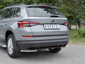 12 199 р. Защита заднего бампера (Ø42 мм, уголки, нержавейка) SLITKOFF Skoda Kodiaq NU7 дорестайлинг (2017-2021)  с доставкой в г. Нижний Новгород. Увеличить фотографию 3