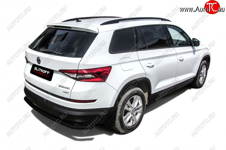 6 999 р. Защита заднего бампера Slitkoff (Ø 57 мм, с гибами)  Skoda Kodiaq  NU7 (2017-2021) дорестайлинг (Сталь с полимерным покрытием. Цвет: черный)  с доставкой в г. Нижний Новгород